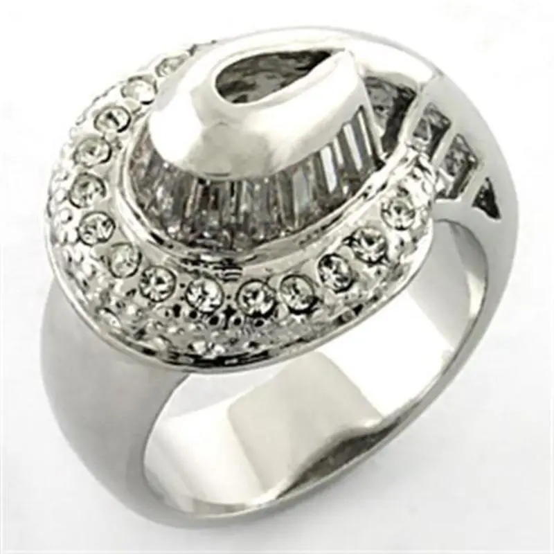 Rhodium Brass Ring With Aaa Grade Cz In Clear 1