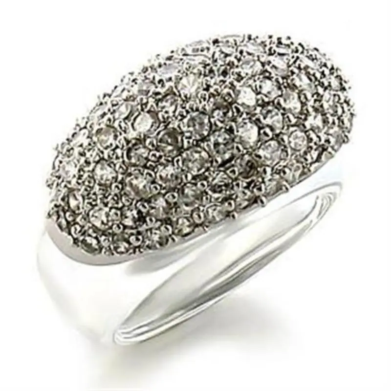 Rhodium Brass Ring With Aaa Grade Cz In Clear 1