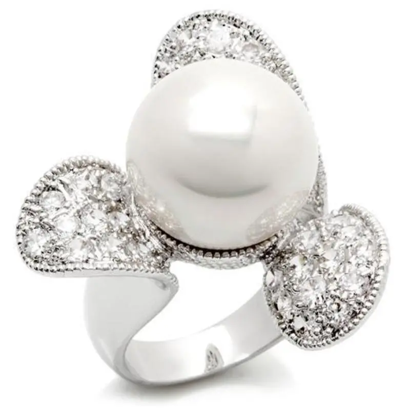 Rhodium Brass Ring With Aaa Grade Cz In Clear 1