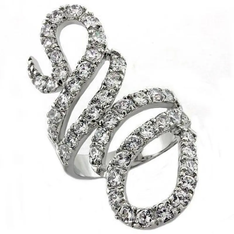 Rhodium Brass Ring With Aaa Grade Cz In Clear 1