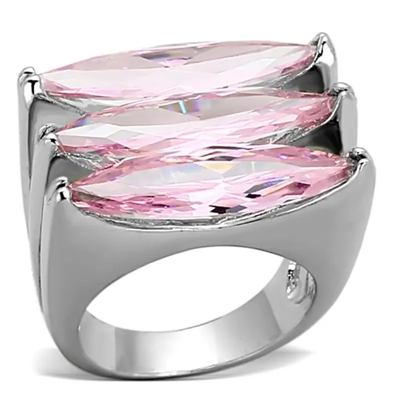 Rhodium Brass Ring With Aaa Grade Cz In Rose 1