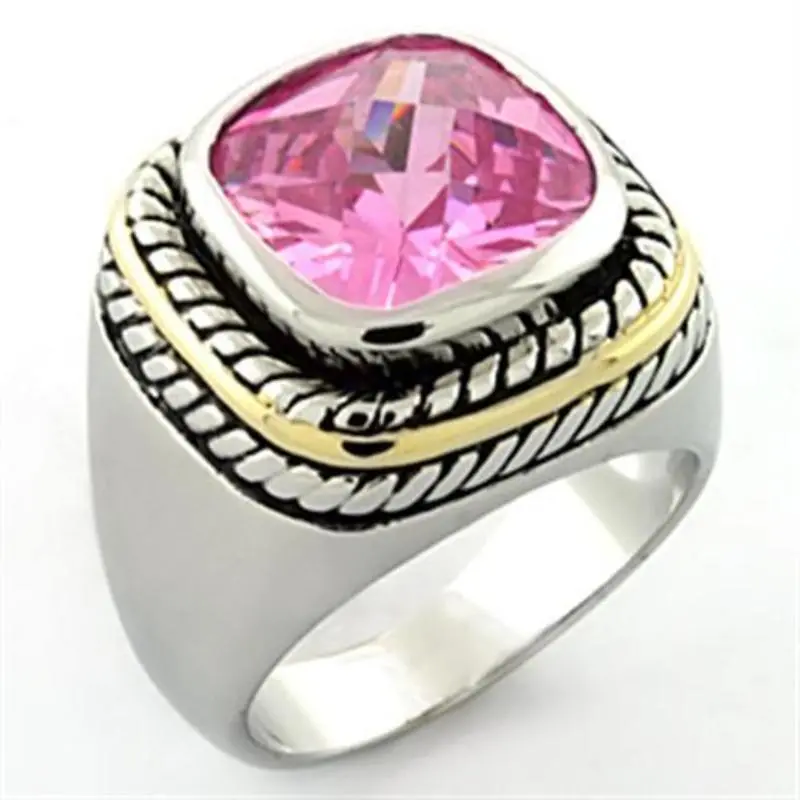 Rhodium Brass Ring With Aaa Grade Cz In Rose 1
