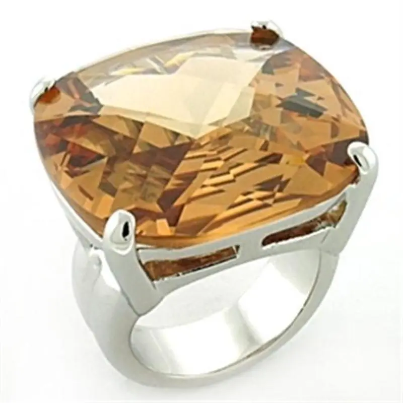 Rhodium Brass Ring With Aaa Grade Cz In Topaz 1