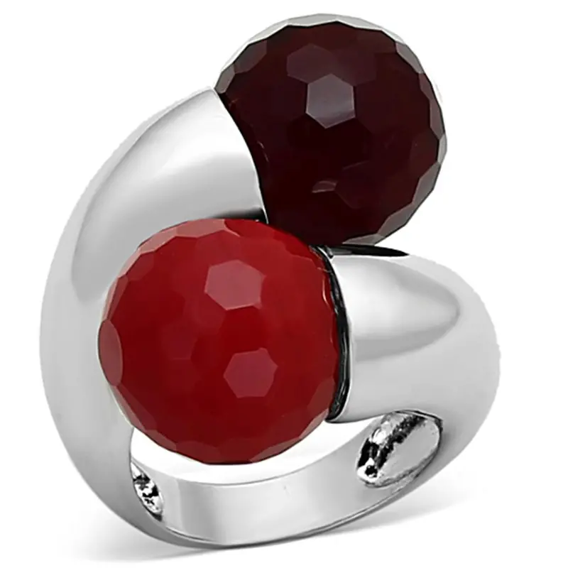 Rhodium Brass Ring With Synthetic Synthetic Glass In Multi Color 1