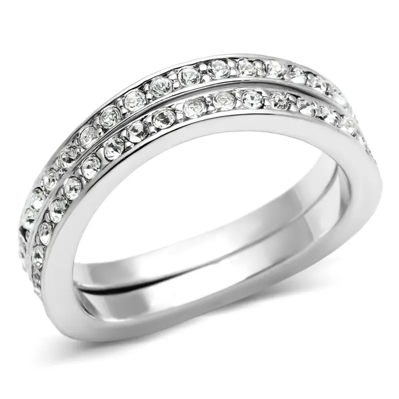 Rhodium Brass Ring With Top Grade Crystal In Clear 1