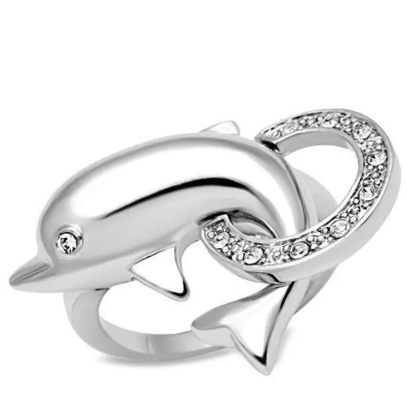 Rhodium Brass Ring With Top Grade Crystal In Clear 1
