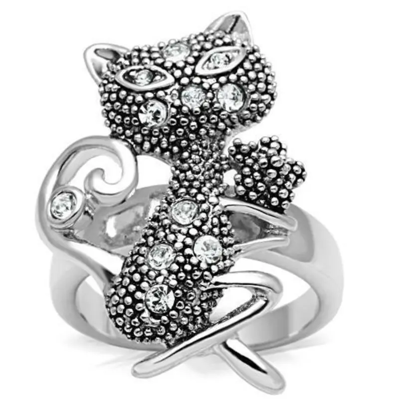 Rhodium Brass Ring With Top Grade Crystal In Clear 1
