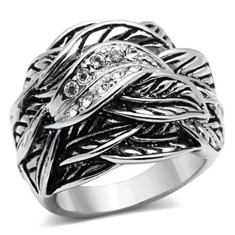 Rhodium Brass Ring With Top Grade Crystal In Clear 1