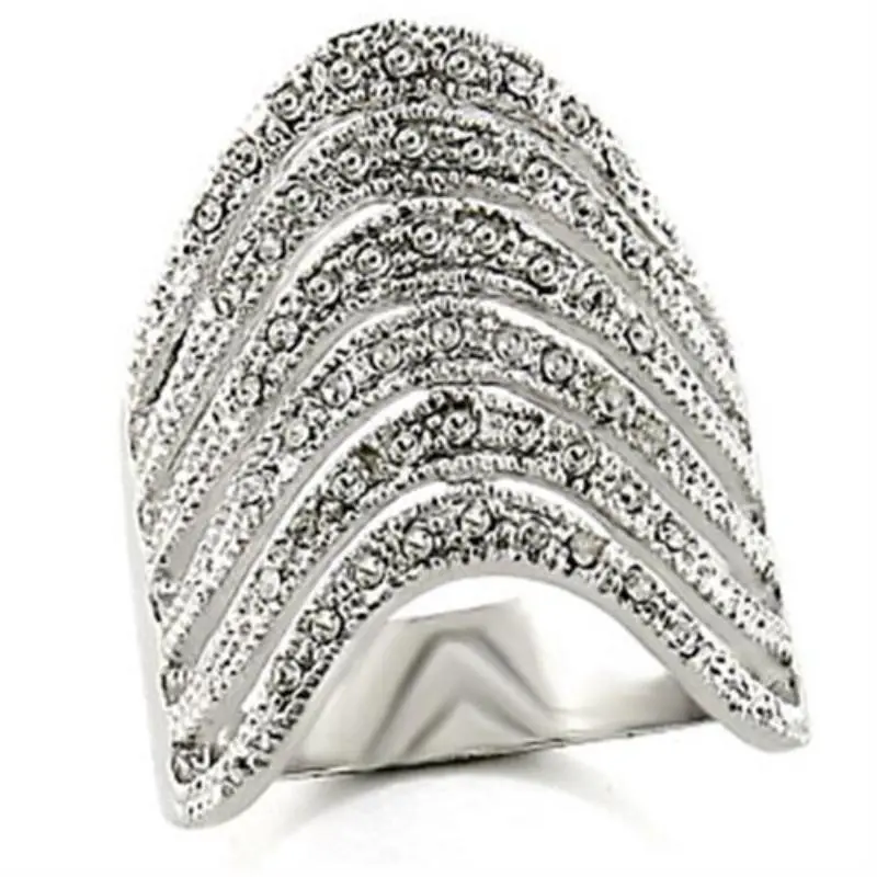 Rhodium Brass Ring With Top Grade Crystal In Clear 1