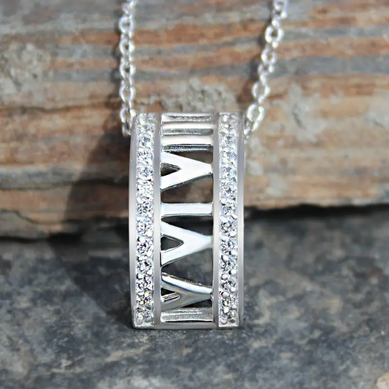 Rhodium Plating 925 Sterling Silver Chain Pendant With Aaa Cz In Clear 1
