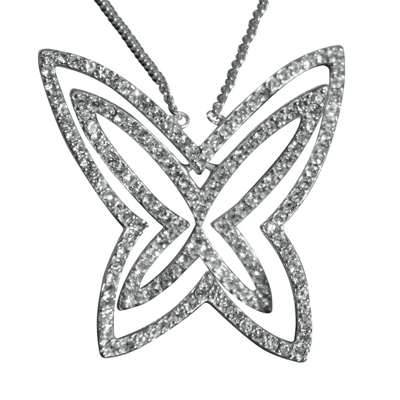 Rhodium Plating 925 Sterling Silver Chain Pendant With Crystal In Clear 1
