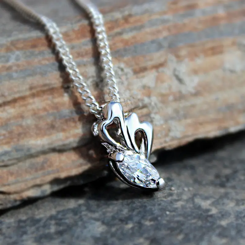 Rhodium Plating Brass Pendant Chain With Aaa Cz In Clear 1