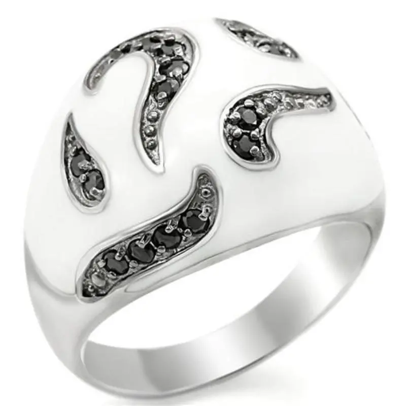 Rhodium + Ruthenium 925 Sterling Silver Ring With Aaa Grade Cz In Jet 1