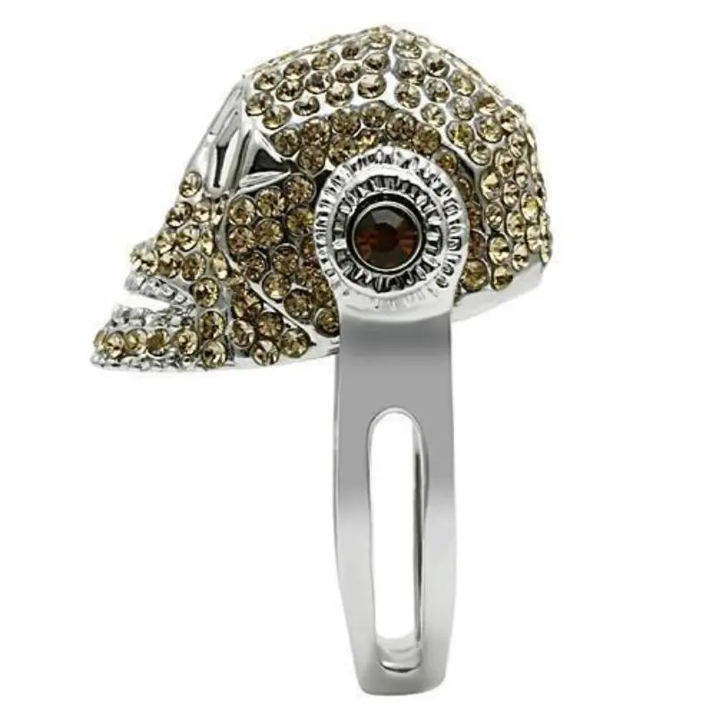 Rhodium White Metal Ring With Top Grade Crystal In Citrine Yellow 4