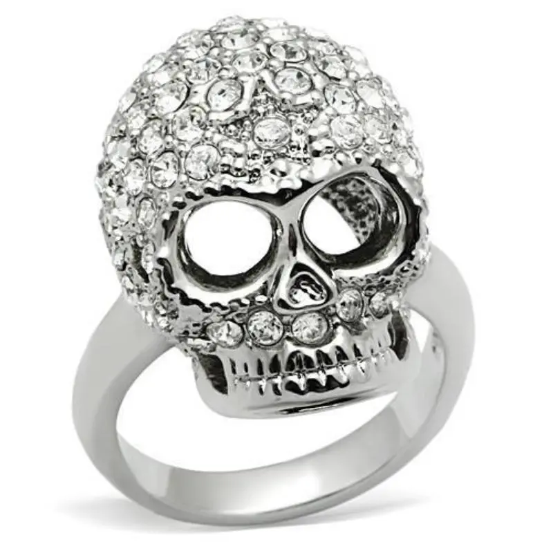 Rhodium White Metal Ring With Top Grade Crystal In Clear 1