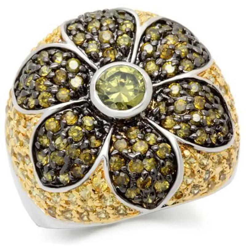 Rhodium+Gold+ Ruthenium Brass Ring With Aaa Grade Cz In Multi Color 1