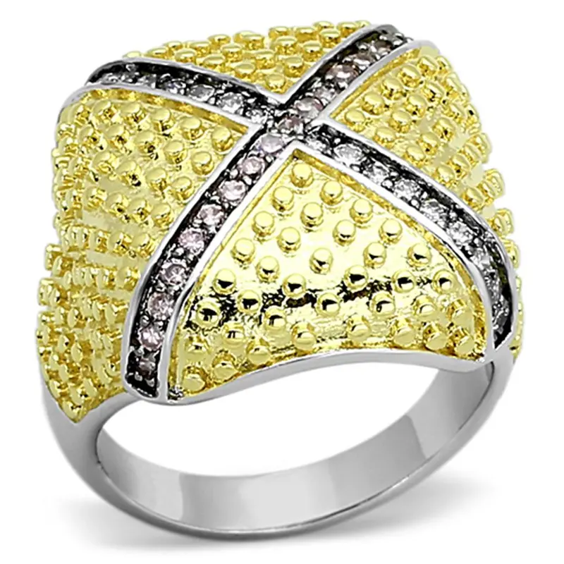 Rhodium+Gold+ Ruthenium Brass Ring With Aaa Grade Cz In Rose 1