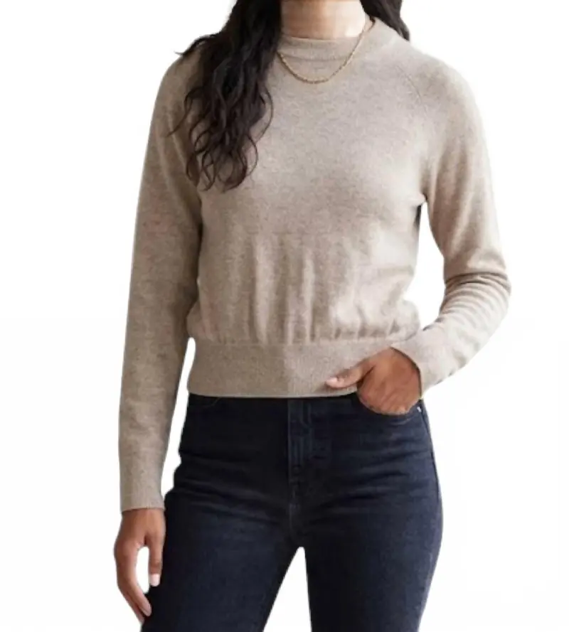 Rib Trim Sweatshirt In Taupe 1