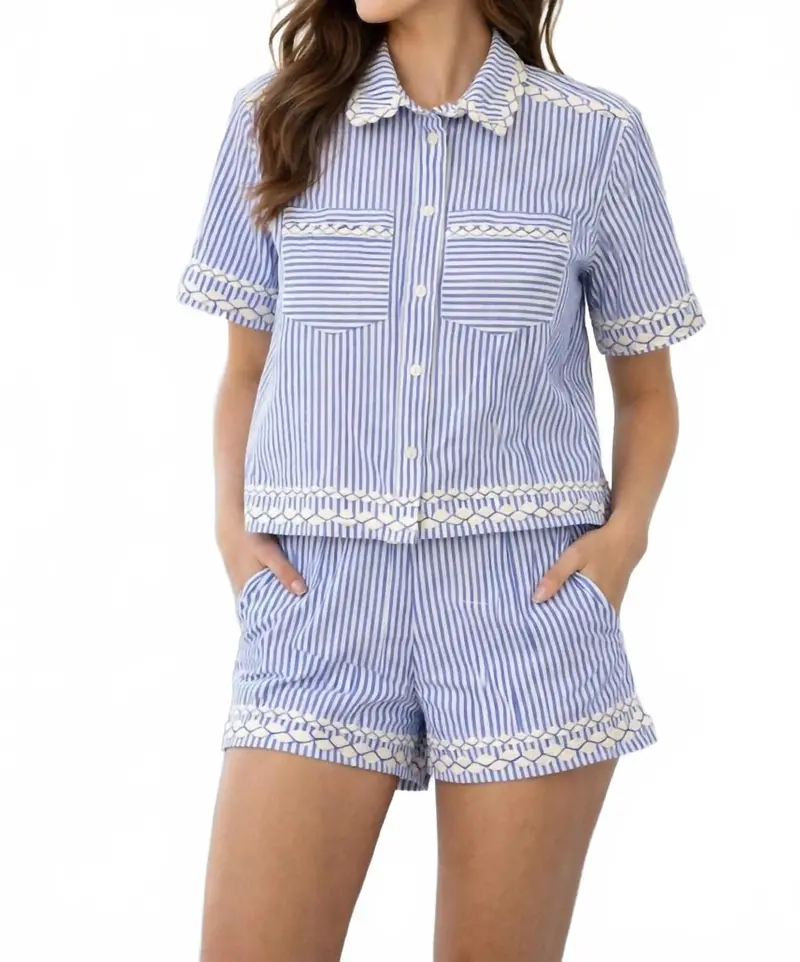 Riley Parker Top In Sconset Blue 1