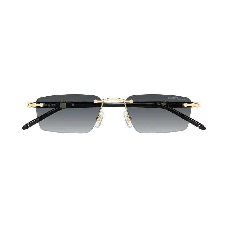 Rimless Rectangular Sunglasses With Gold Accents 1