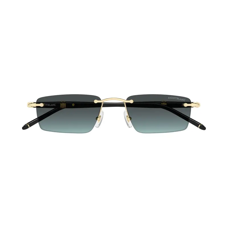 Rimless Rectangular Sunglasses With Gradient Lenses And Gold Accents 1