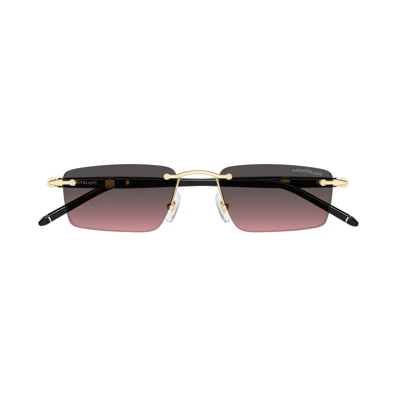 Rimless Rectangular Sunglasses With Gradient Lenses And Gold Accents 1