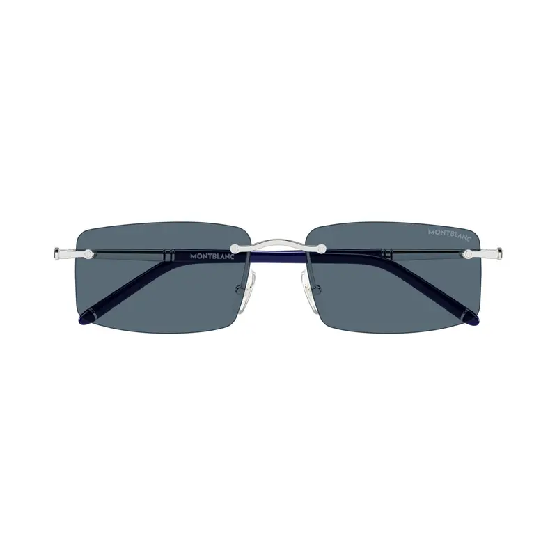 Rimless Rectangular Sunglasses With Metallic Silver Temples 1