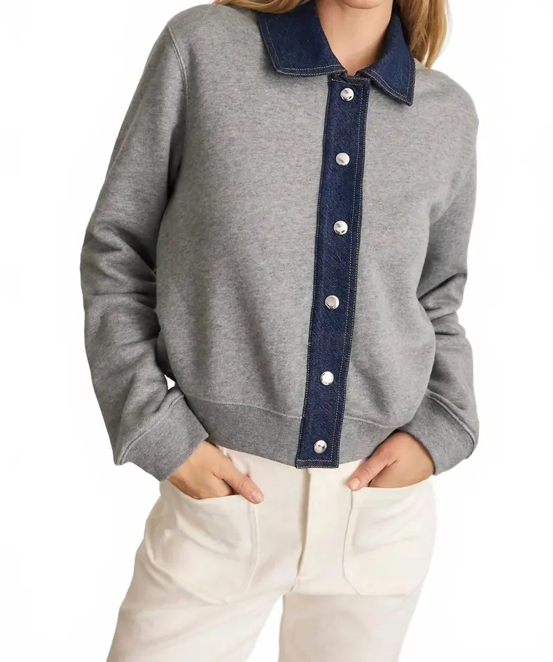 Rita Cozy Terry Knit Jacket In Heather Grey 1