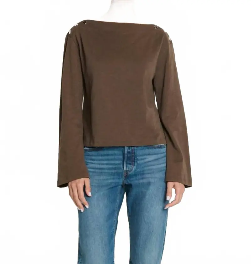Rochelle Boatneck Tee In Espresso 1