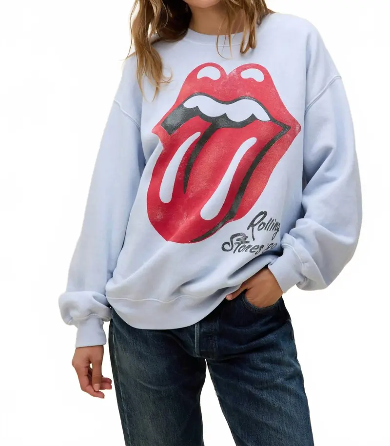 Rolling Stones Big Tongue Oversized Sweatshirt In Blue 1