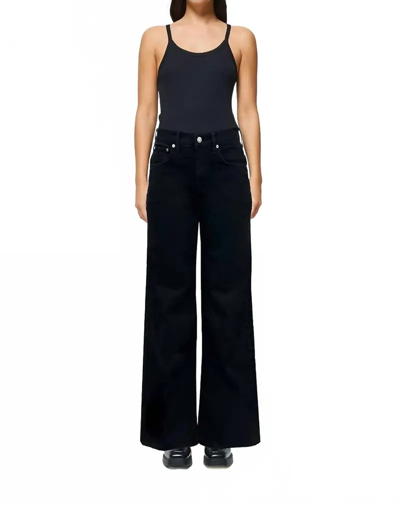 Romi French Wide Leg Pants In Onyx 1