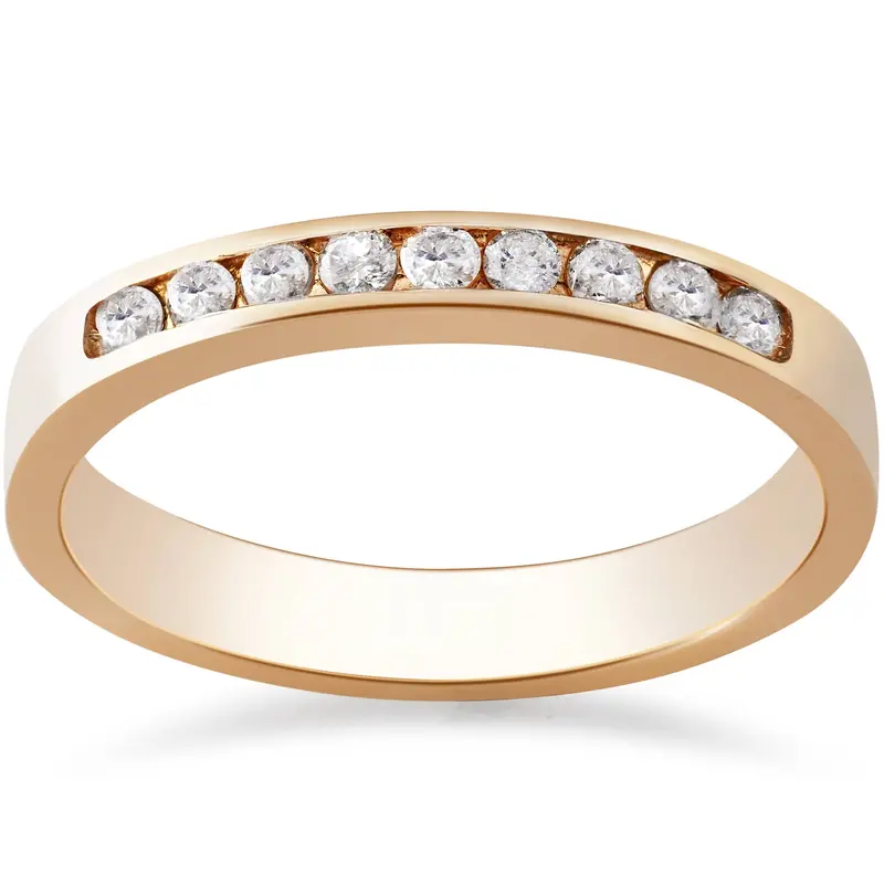 Rose Gold 1/4Ct Round Diamond Wedding Ring 14K Size Selectable 1