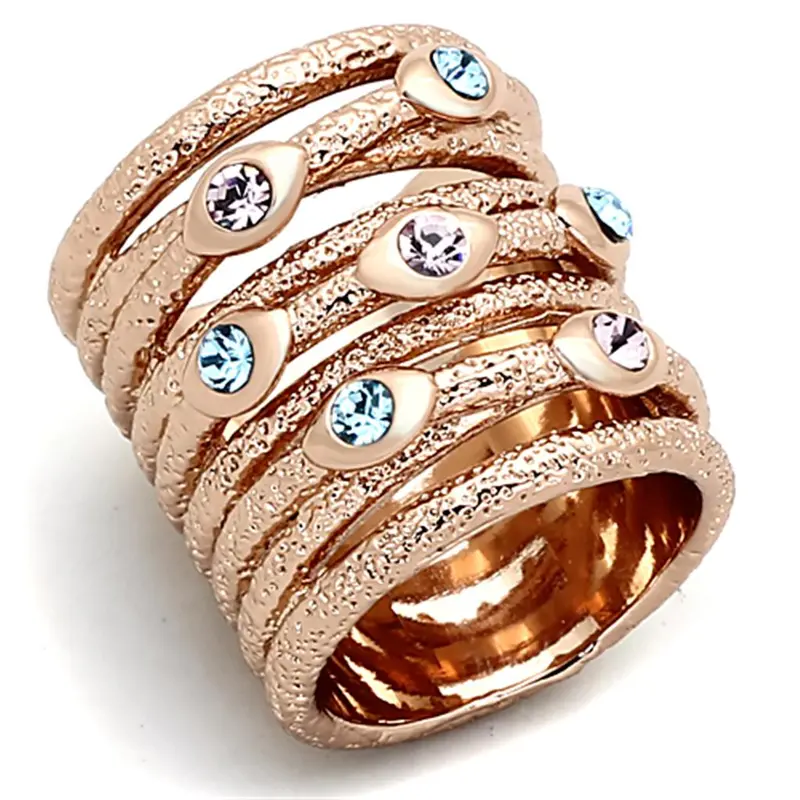 Rose Gold Brass Ring With Top Grade Crystal In Multi Color 1