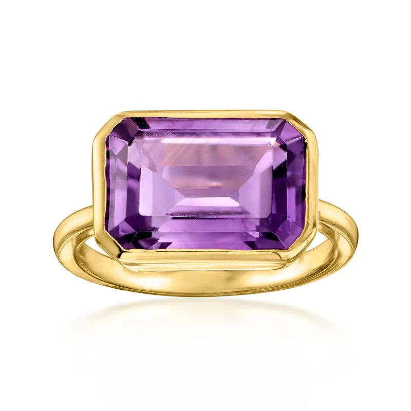 Ross-Simons Amethyst East-West Ring In 18Kt Gold Over Sterling 1