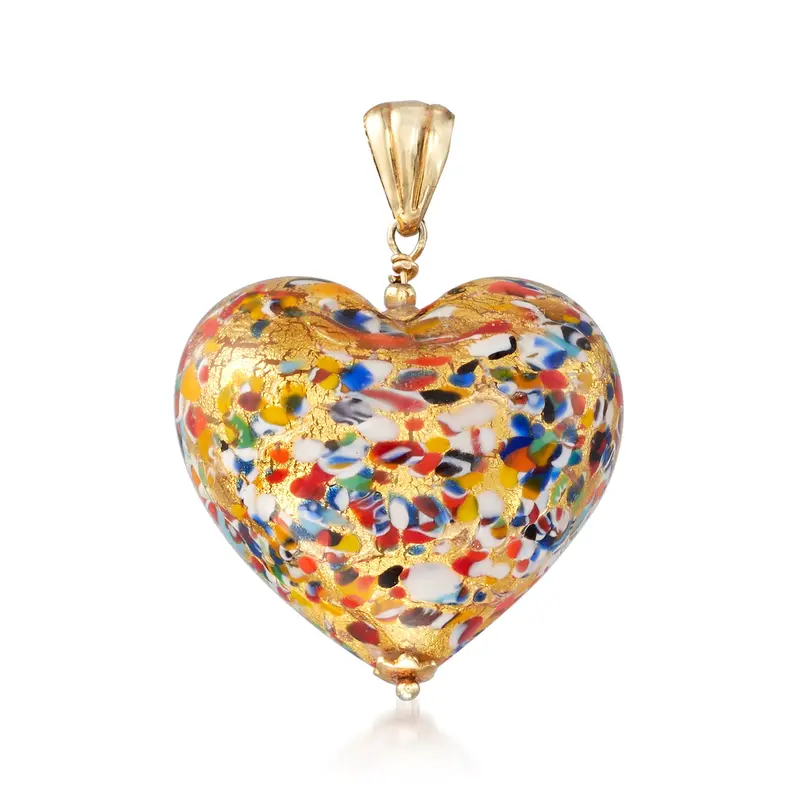 Ross-Simons Italian Murano Glass Heart Pendant In 18Kt Gold Over Sterling 1