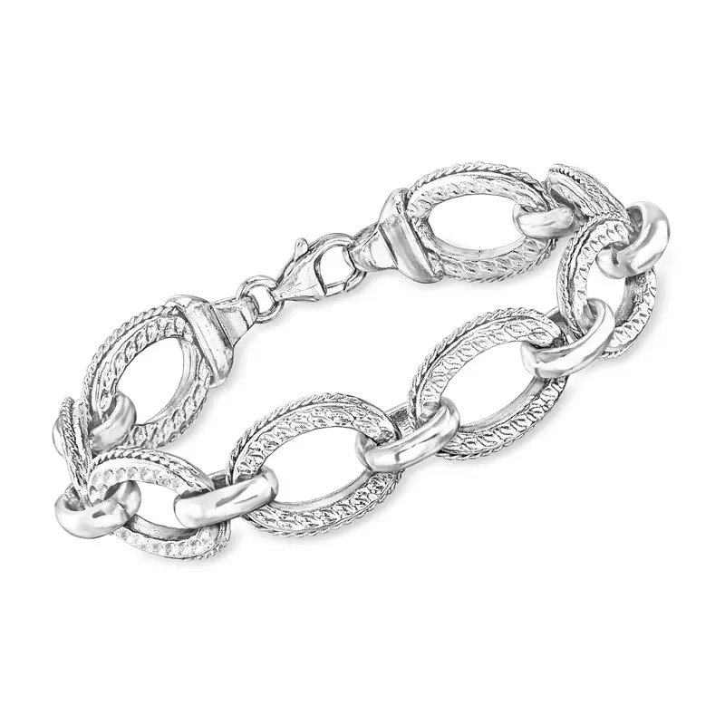 Ross-Simons Italian Rhodium-Plated Link Bracelet 1