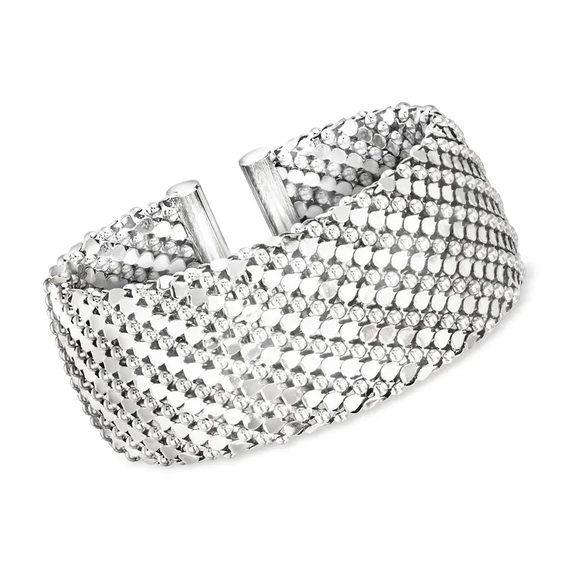 Ross-Simons Italian Rhodium-Plated Patterned Wide Cuff Bracelet 1