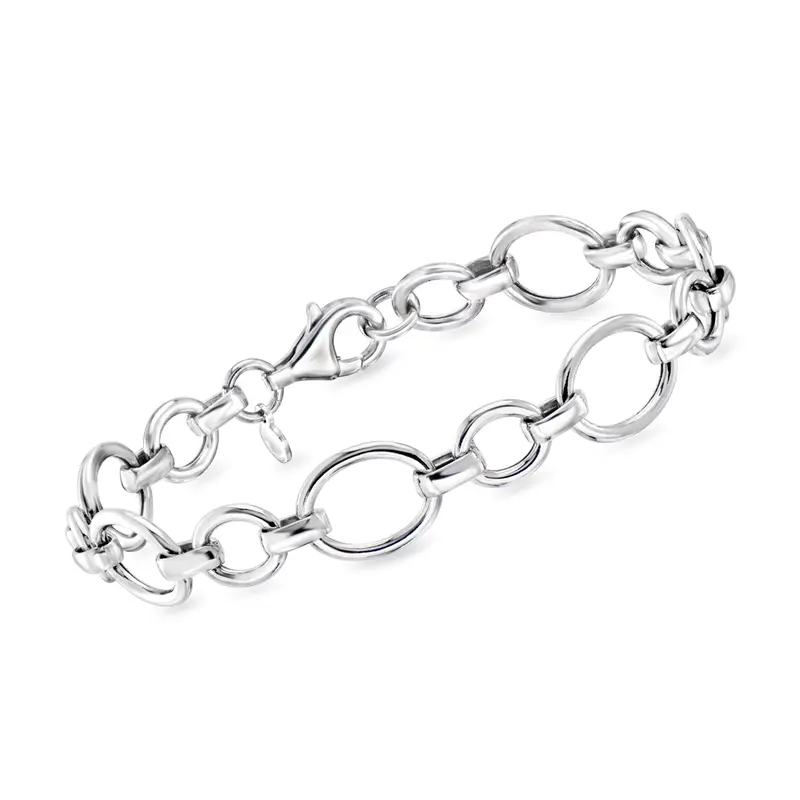 Ross-Simons Italian Sterling Silver Cable And Oval-Link Bracelet 1