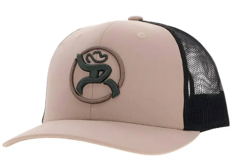 Roughy Strap Trucker Cap In Tan/Black 1