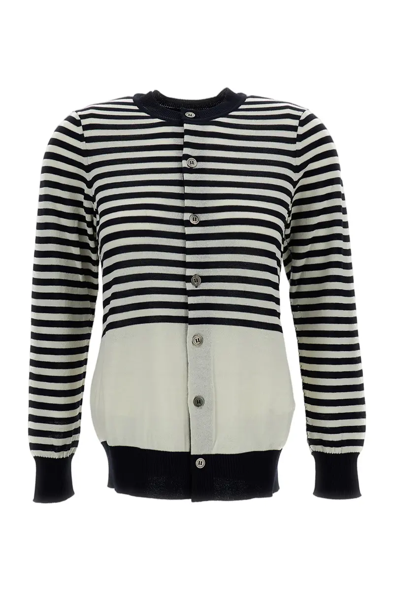 Round Neck Striped Cardigan 1