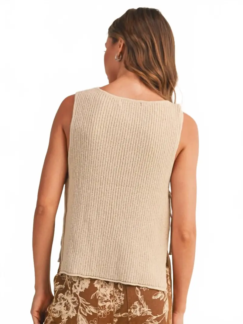 Rowan Sleeveless Sweater Top In Natural 2