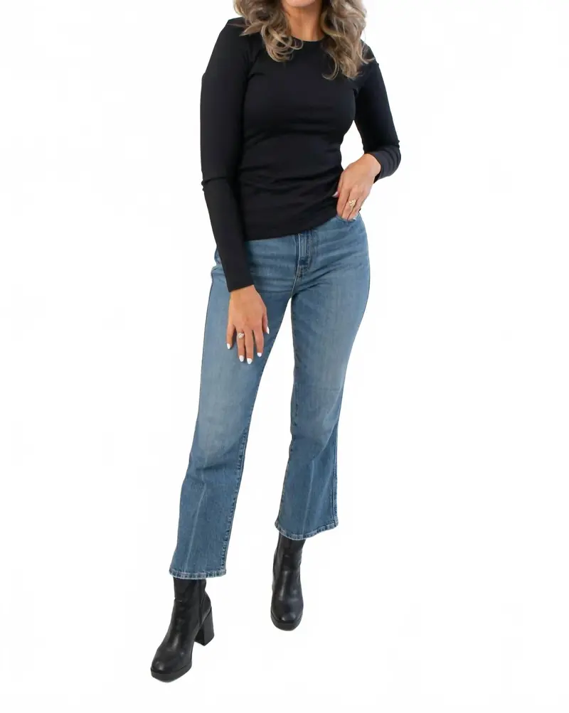 Roxi Ribbed Knit Top In Jet Black 1