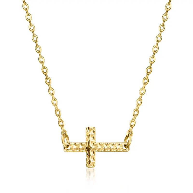 Rs Pure By Ross-Simons Italian 10Kt Yellow Gold Sideways Cross Necklace 1