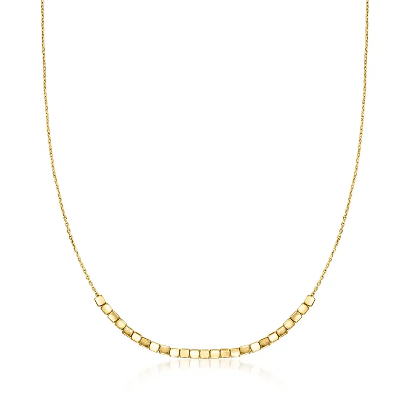 Rs Pure By Ross-Simons Italian 18Kt Gold Over Sterling Square Bead Necklace 1