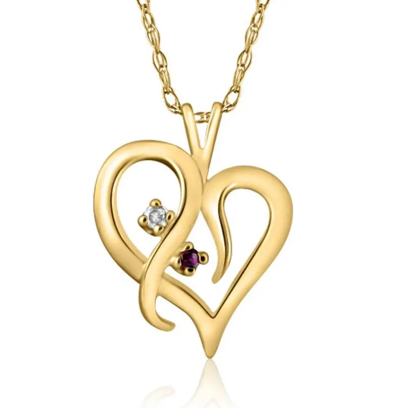 Ruby & Diamond Necklace Heart Shape Pendant In 14K White, Yellow, Or Rose Gold 1