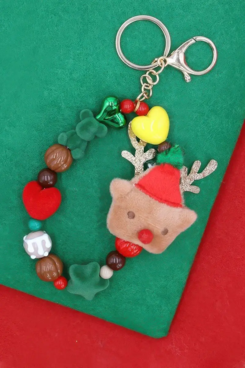 Rudolph Reindeer Christmas Keychain Bracelet 1