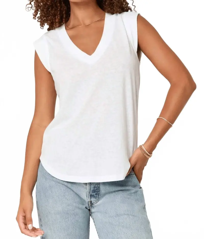 Rue V-Neck Tank In White 1