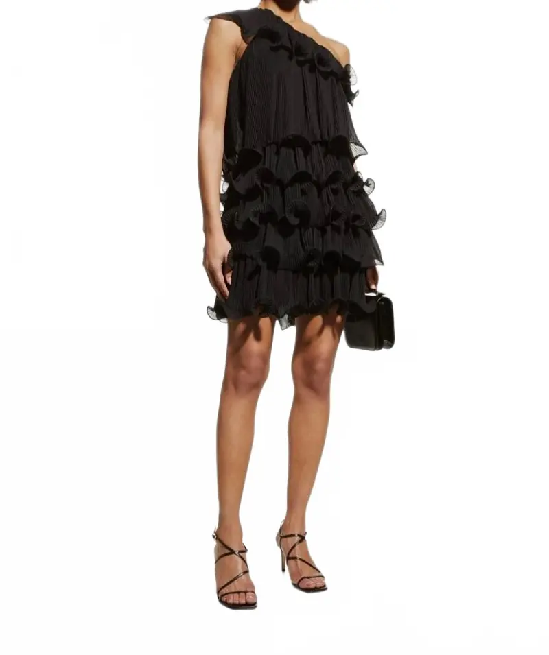Ruffle Mini Dress In Black 1