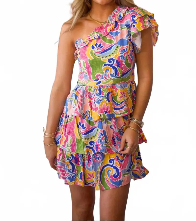Ruffle Tiered Mini Dress In Multicolor 1