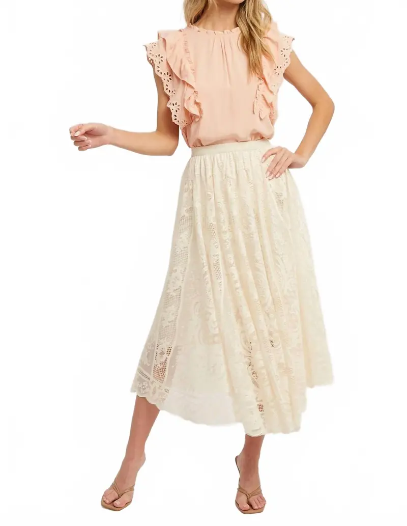 Ruffled Eyelet Lace Blouse In Pink 1